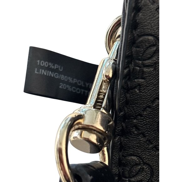 Guess Black Embossed Logo Handbag With Gold Hardware & Adjustable Strap - Picture 7 of 12